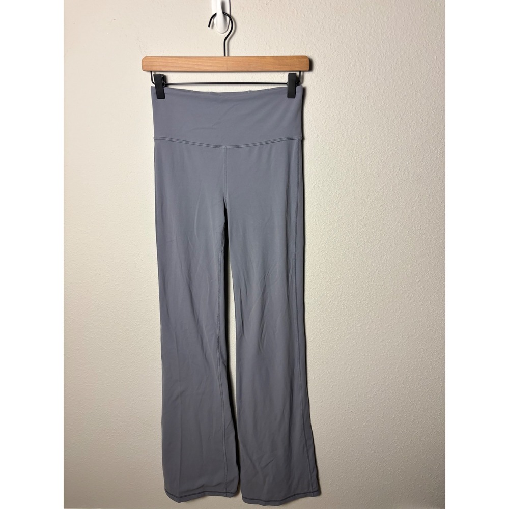 Athleta Elation Flare Pant High Rise Yoga Leggings Blue Grey Small Tall 34.5"